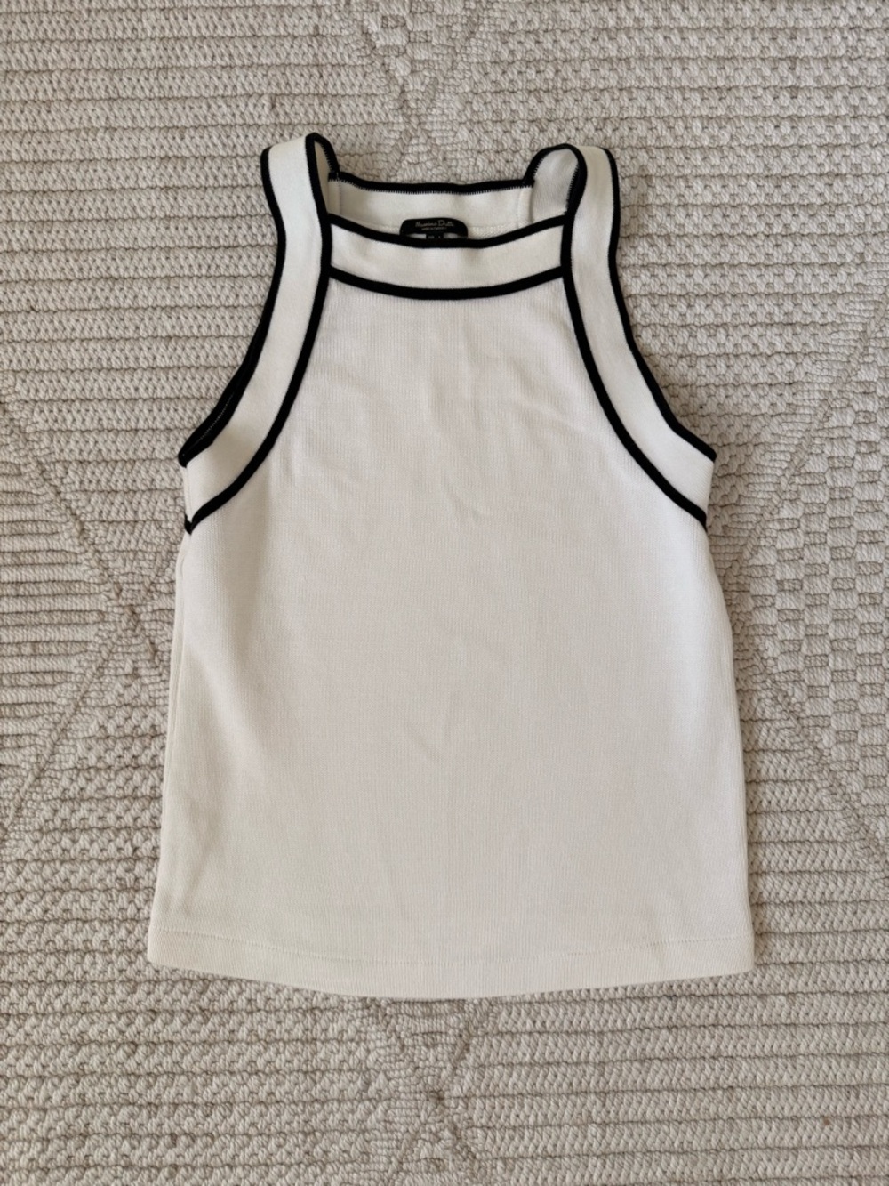 Massimo Dutti White Tank with Black Trim - Women's Sleeveless Top